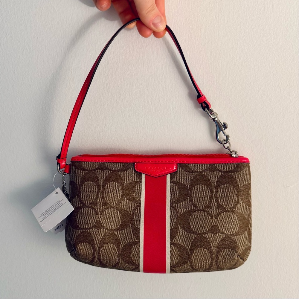 Coach Corner Zip Wristlet in Signature Canvas with Stripe - Picture 12 of 12